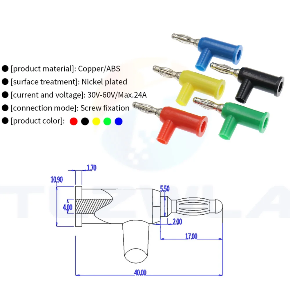 5PCS 4MM Banana Plug Stackable Pure Copper Screw Type Without Welding Audio Multimeter Pen Plug Connector