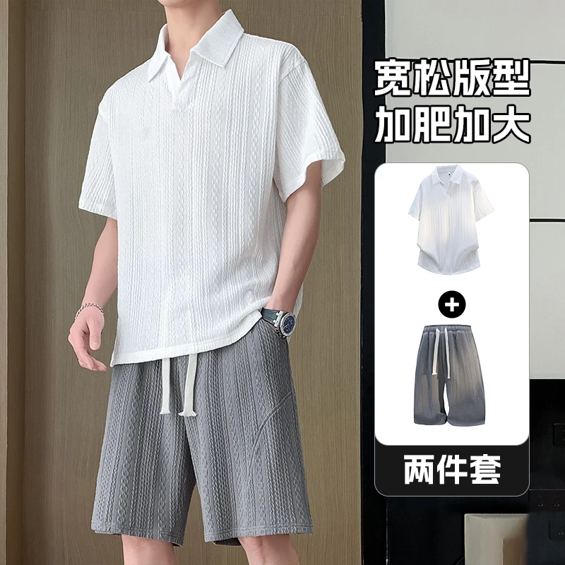 

Polo shirts +shorts 2026 Summer Men's High Quality set Trendy Comfortable Large Size Breathable Casual Two Piece Set men