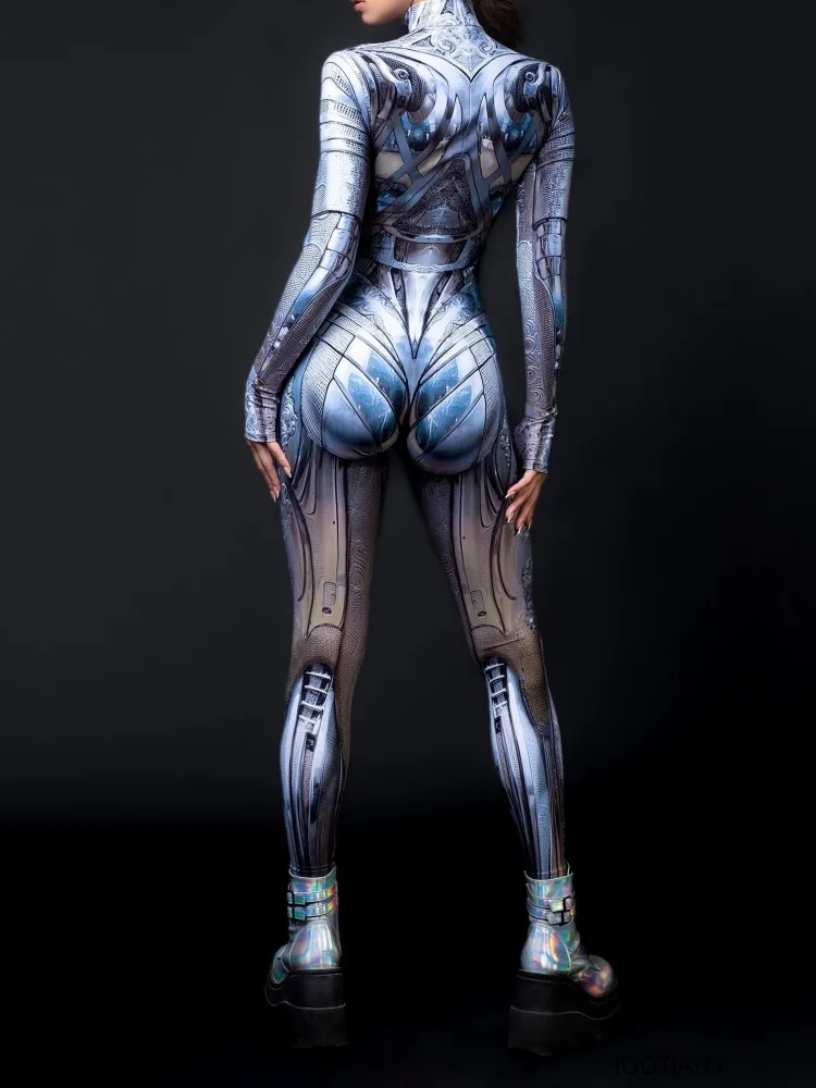 Bunter Sexy Bodysuit Punk Gothi Damen Cosplay Jumpsuit Karneval Schlanker Zentai-Anzug Weihnachtskostüm Festival Themenparty Catsuit – Detail 13