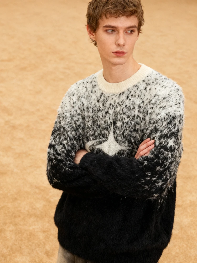 Maglione retrò Harajuku con motivo bianco e nero, pullover ampio da uomo e da donna, stile punk gotico alla moda Y2K