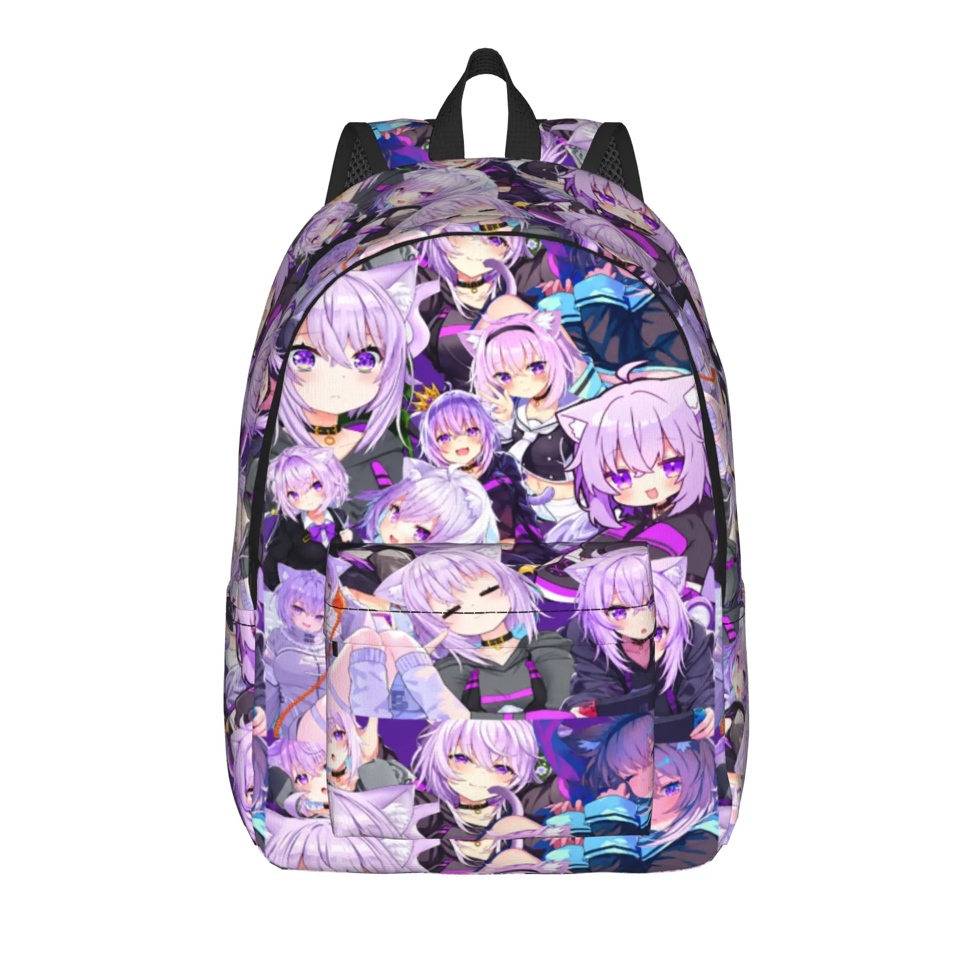 Hololive Gamers Nekomata Okayu Purple Backpack  Male Polyester Travel Backpacks Durable Aesthetic School Bags Rucksack