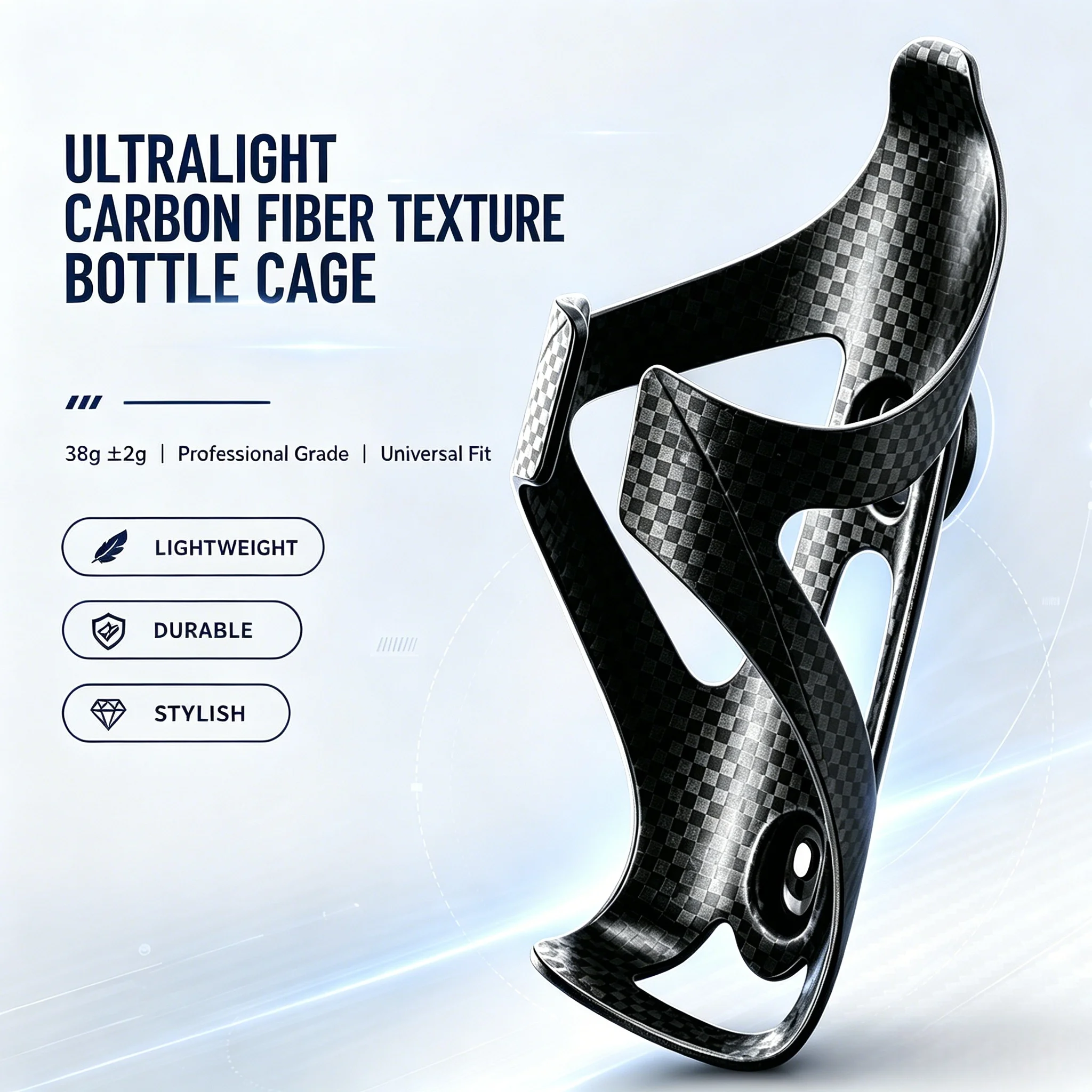 Bike Plastic Water Bottle Cage with Screws, Lightweight Carb