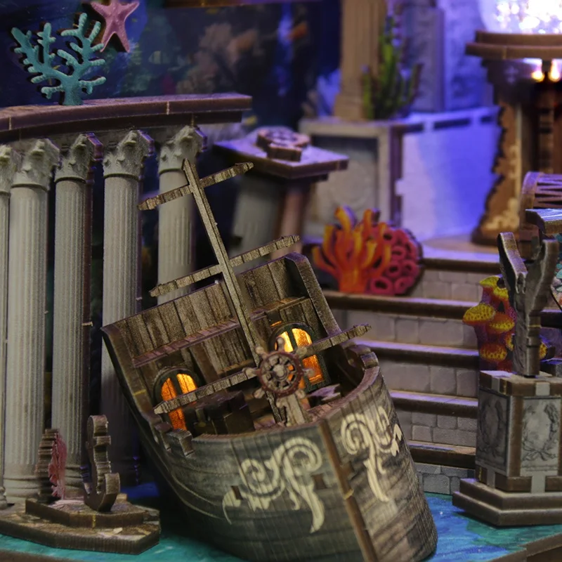 Kit Fai-da-Te per Book Nook in Legno MDF, Miniatura Casa delle Bambole con Stampa UV, Set Book Nook in Miniatura per Adulti