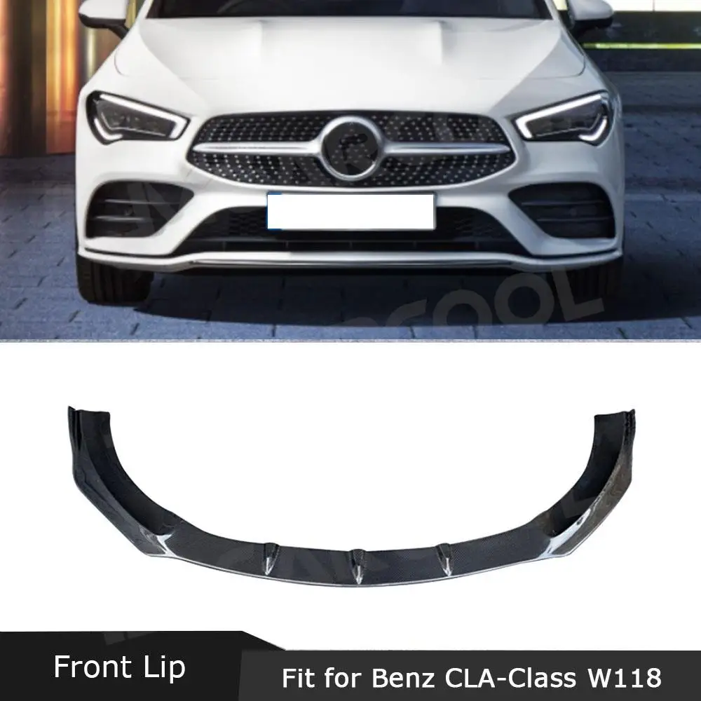 

For Mercedes Benz CLA Class W118 CLA35 Sport CLA45 AMG 2020-2022 Carbon Fiber Front Bumper Lip Chin Spoiler In Stock