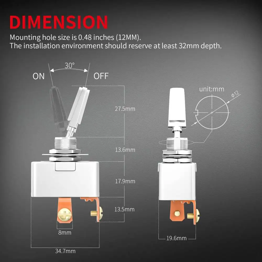 50A High Performance Toggle Switch Car Electrical R13 401 101 103 Rocker Type Switcher Rugged Metal Construction Accessory