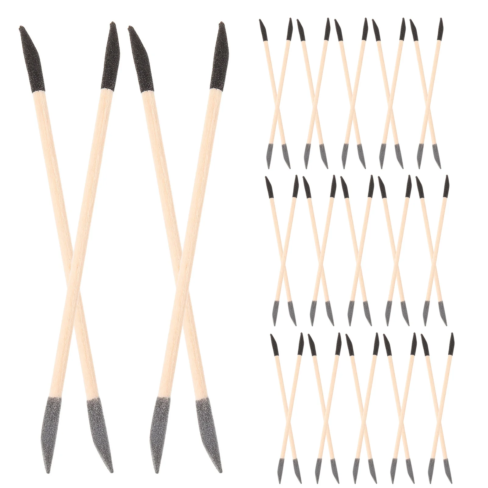 

60Pcs Nail Cuticle Pusher Tools - Double Ended Wooden Sanding Rods - Manicure Detailing Sticks for Hygienic Salon Or Home Use