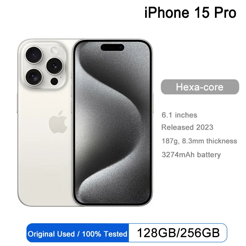 2023 oryginalny Apple iPhone 15 Pro 8GB RAM 128GB/256GB/512GB ROM A17 Pro Bionic Chip 6.1 \'\'120Hz Super Retina XDR wyświetlacz NFC