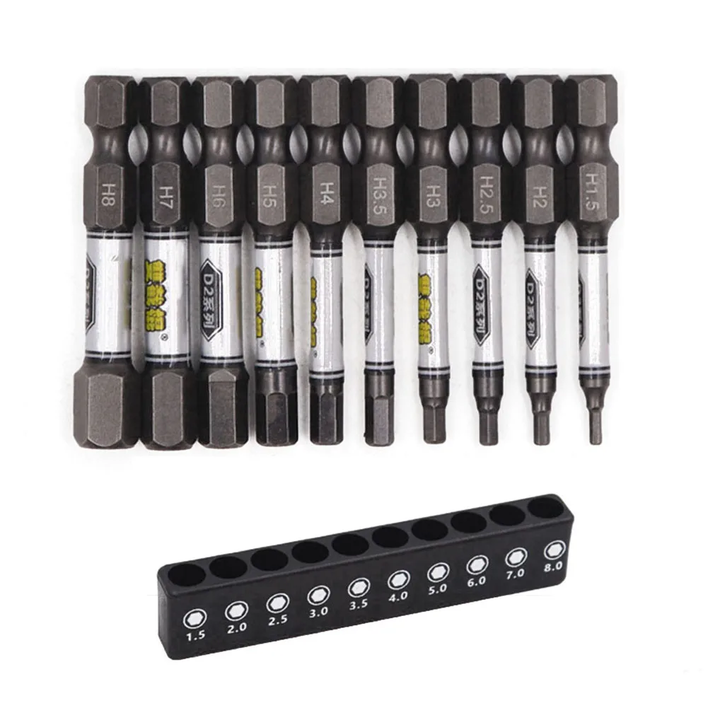 10x 1/4inch Screwdriver Bit Set Magnetic Cross Hexagonal Trox Head Electric Screwdriver Bits With 10 Holes Bit Holder Hand Tools