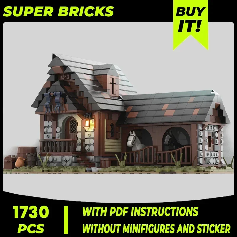 Moc Building Blocks Modular Street View Medieval Stables Technical Bricks DIY Assembly Construction Toys For Child Holiday Gift