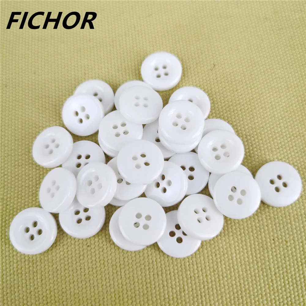 30/50pcs 11mm 4 Hole Milky White Round Resin Buttons Cute Fashion Clothes Button For Handmade Scrpbooking Craft Accessories