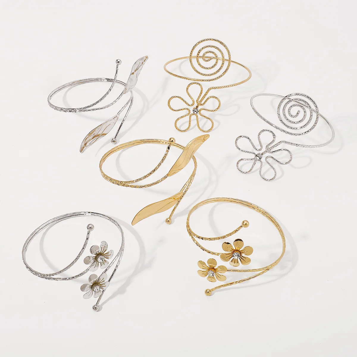Upper Arm Cuff Bracelet Metal Flower Armband Summer Arm Bangle Armlet for Women Holiday Hawaiian Jewelry - view 3