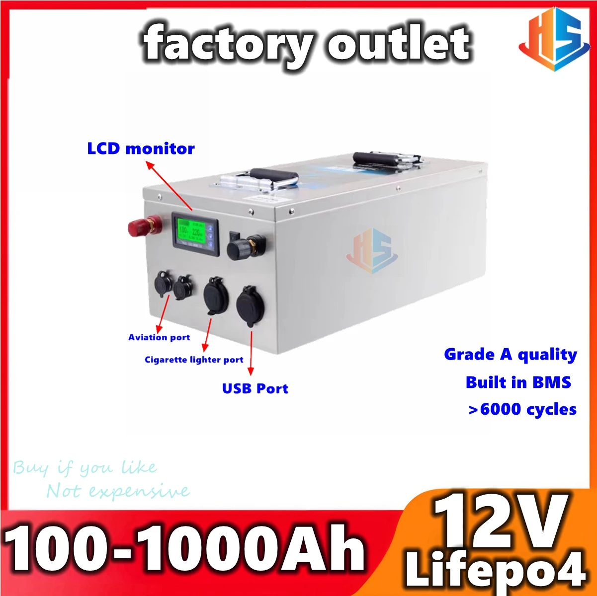 

12V Lifepo4 100Ah 200Ah 300Ah 400Ah 500Ah 600Ah 800Ah 1000Ah battery for inverter portable backup power Camping RV lighting EV