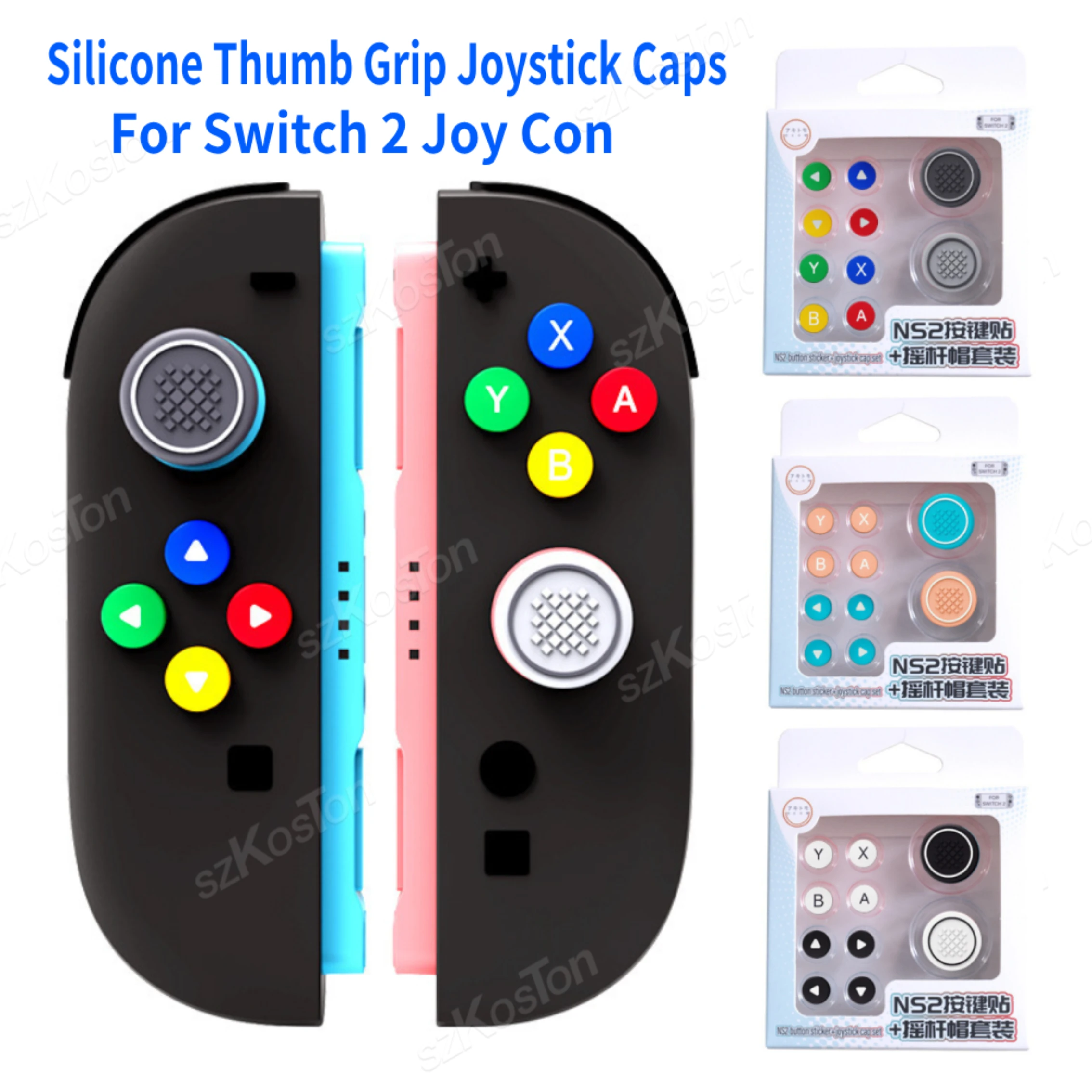 ปุ่ม Stick สําหรับ SWITCH 2 Controller GamePad จอยสติ๊ก + สติกเกอร์ปุ่ม Anti-SLIP Cap สําหรับ SWITCH2 อุปกรณ์เสริมสําหรับเล่นเกม