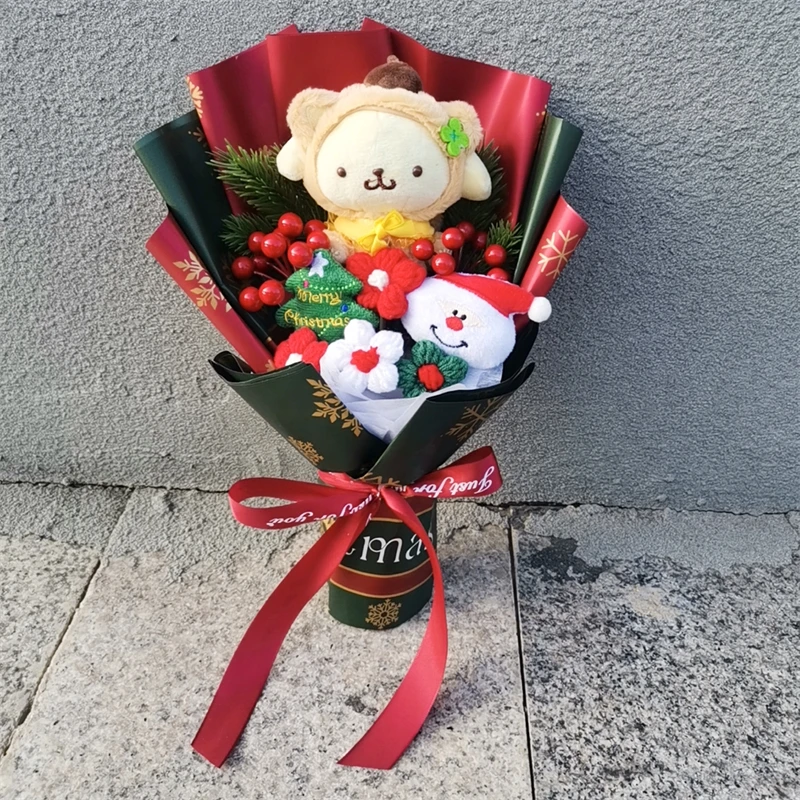 MINISO Świąteczny Bukiet Hello Kitty Kuromi Cinnamoroll My Melody Pluszowa Lalka Zabawka Walentynki Urodziny Prezent Świąteczny