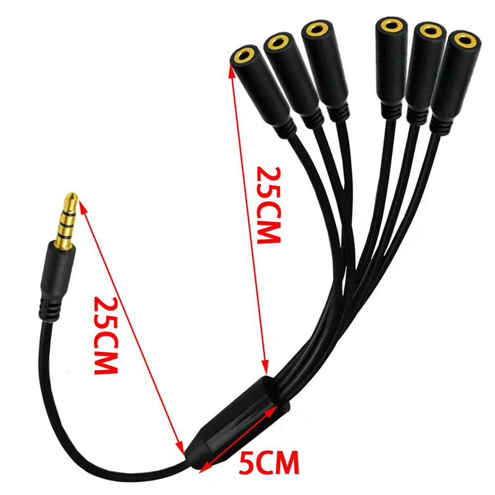 One to six DC cable 3.5mm multiple cell phone live splitter platform simultaneous synchronization microphone microphone connect