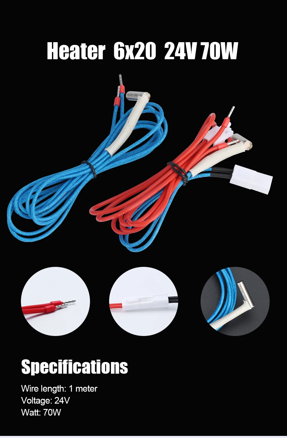 Trianglelab 3D-Drucker 6*20MM L-förmige 90-Grad-Winkel-Heizpatronen mit 100CM 24V 70W Kabel für 3D-Drucker – Detail 15