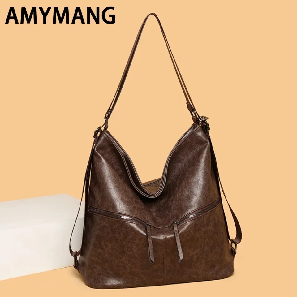 

Vintage Soft Leather Female Shoulder Crossbody Bag Fashion Multifunctional Ladies Backpack Handbag Luxury Female Tote Sac A Main