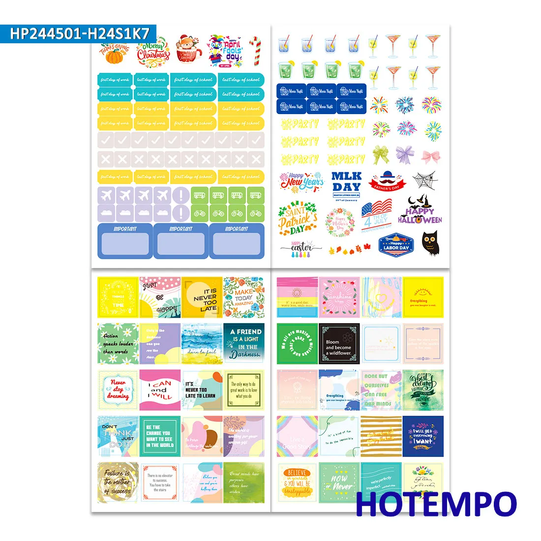 Planner Stickers Book, Motivational Time Planning, Habit Tracker, Inspiring Slogan Tags, Agenda Notes Diary Scrapbook, 1700PCS