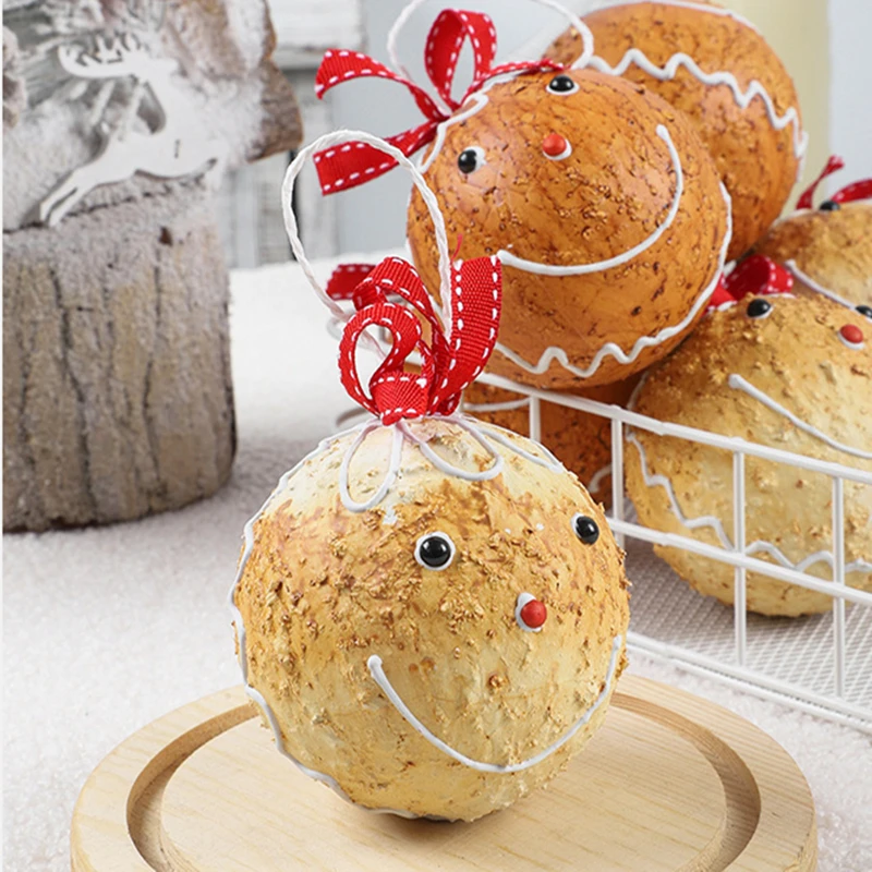 Juego de bolas de Navidad de espuma de hombre de jengibre de 8cm, adornos colgantes para árbol de Navidad, decoración navideña para el hogar, regalo de Año Nuevo