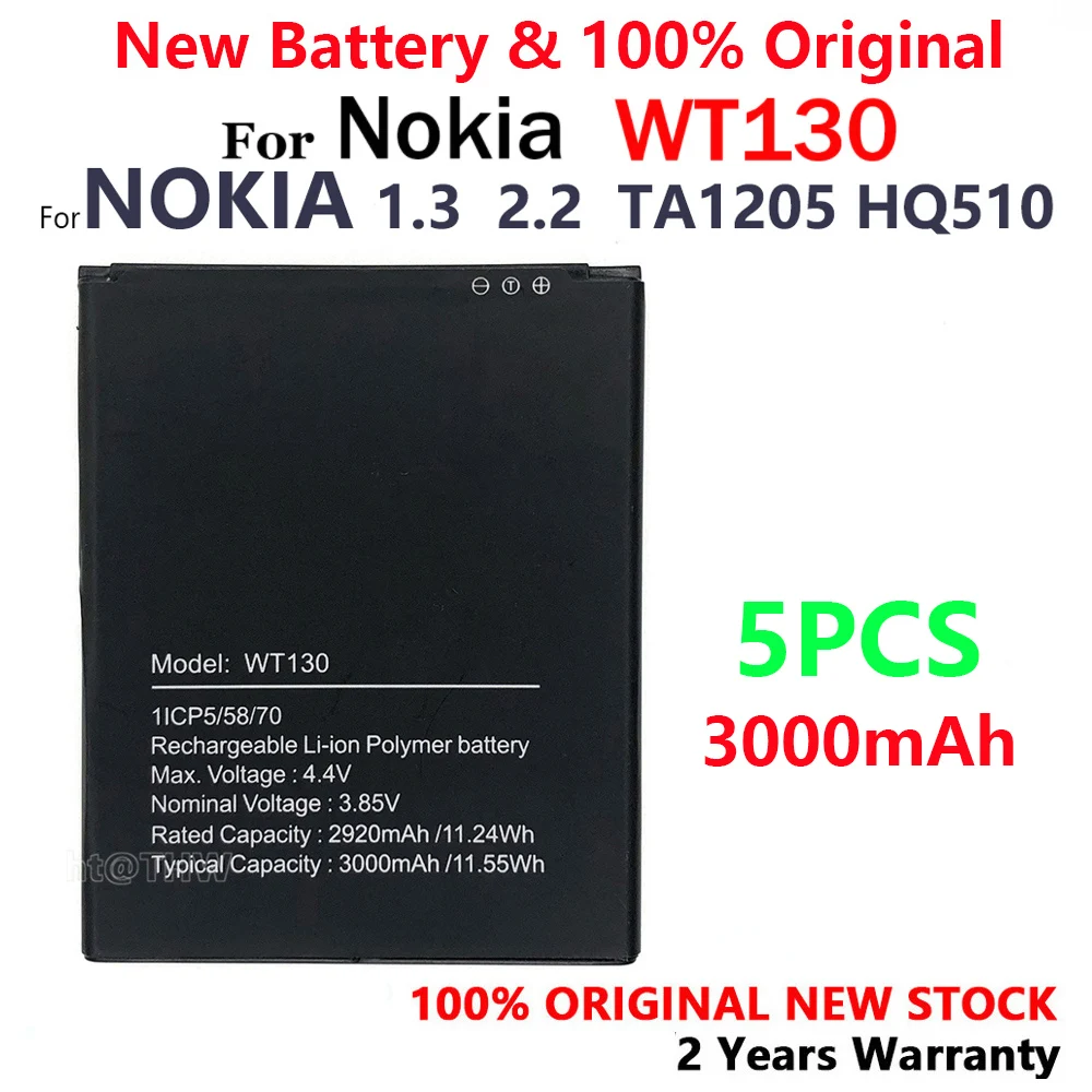 100% оригинальный аккумулятор 3000 мАч, новый WT130 3000 мАч, 11,55 Втч, 3,85 В для Nokia 2,2 HQ510, аккумуляторная батарея 100% оригинальный аккумулятор 3000 мАч, новый WT130 3000 мАч, 11,55 Втч, 3,85 В для Nokia 2,2 HQ510, аккумуляторная батарея