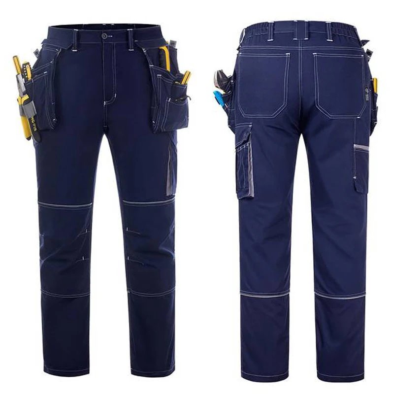 Multi Pocket Cargo Pants Men with Reflective Stripes Thin Breathable Summer Pants Working Building Construction Workwear Pants