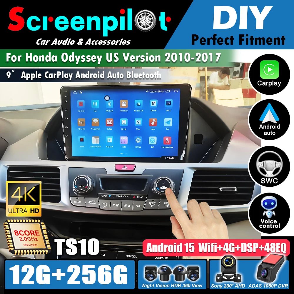 Android Car Radio For Honda Odyssey US Version 2010 2011 2012 2013 2014 2015 2016 2017 Carplay Stereo Player WIFI  Autoradio GPS