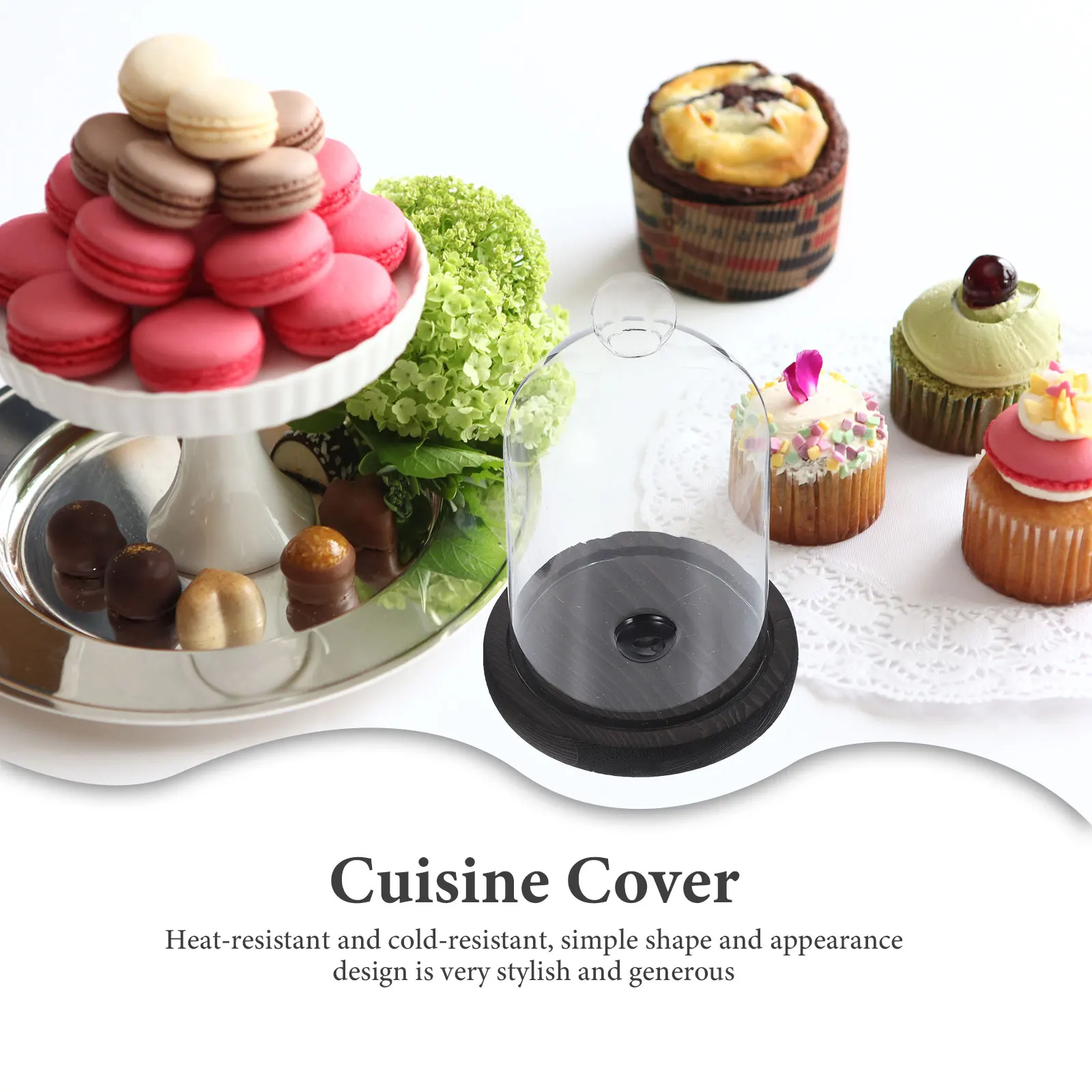 

1 set 1 Set Smoke Food Dessert Snack Lid Heat Resistant Transparent Cuisine Storage Handle Smoke Lid Western Cuisine Cake Cover