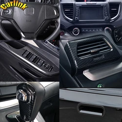 ABS Plastic Carbon Fiber Pattern Car Interior Cover Decoration Trim Stickers For Honda CRV CR-V 2012 2013 2014 2015 2016
