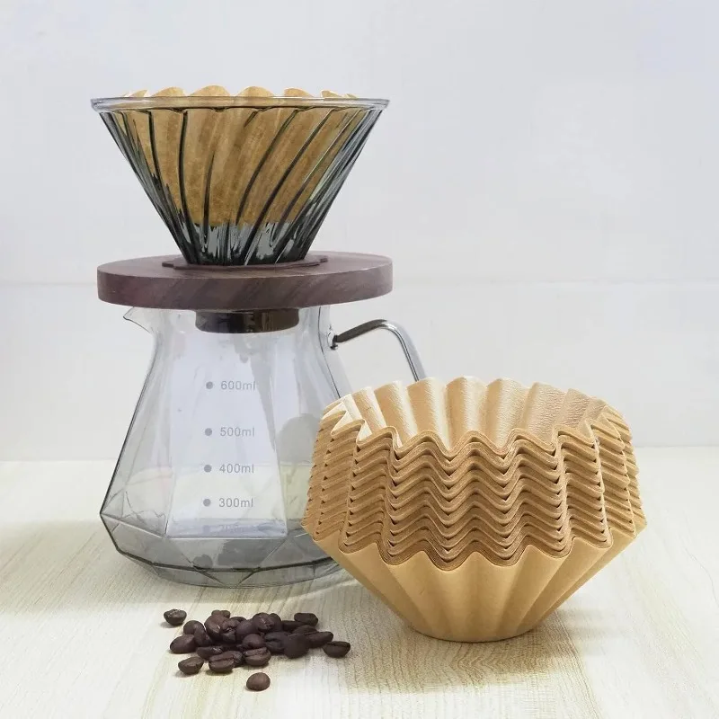 Unbleached Coffee Filters, 100/200 Count Disposable Filter Papers for Single Pour Over and Drip Coffee Makers