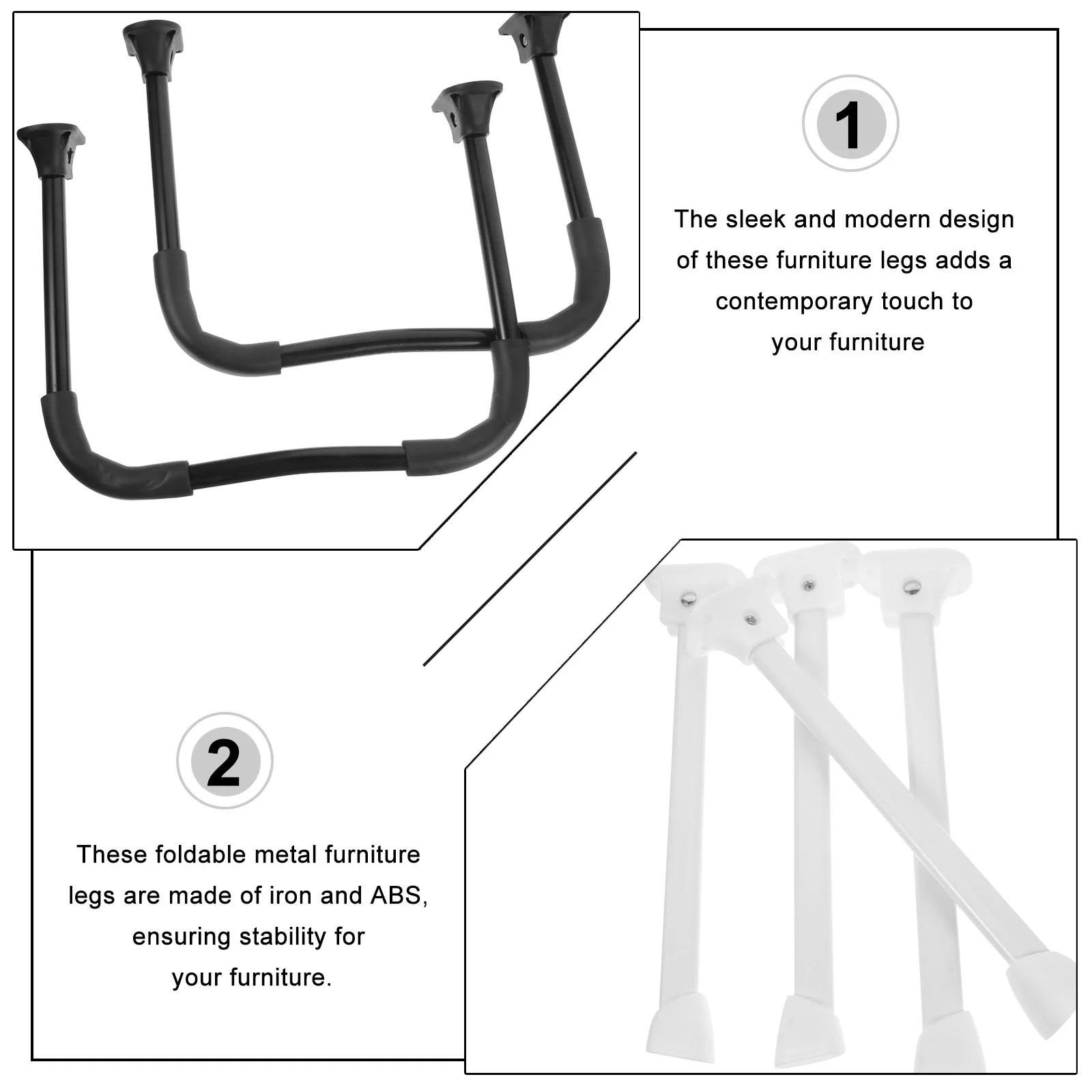

1 Set Of Foldable Metal Table Legs U Shape Heavy Duty Folding Furniture Legs For Diy Desk Coffee Table Bench Kitchen Black Abs