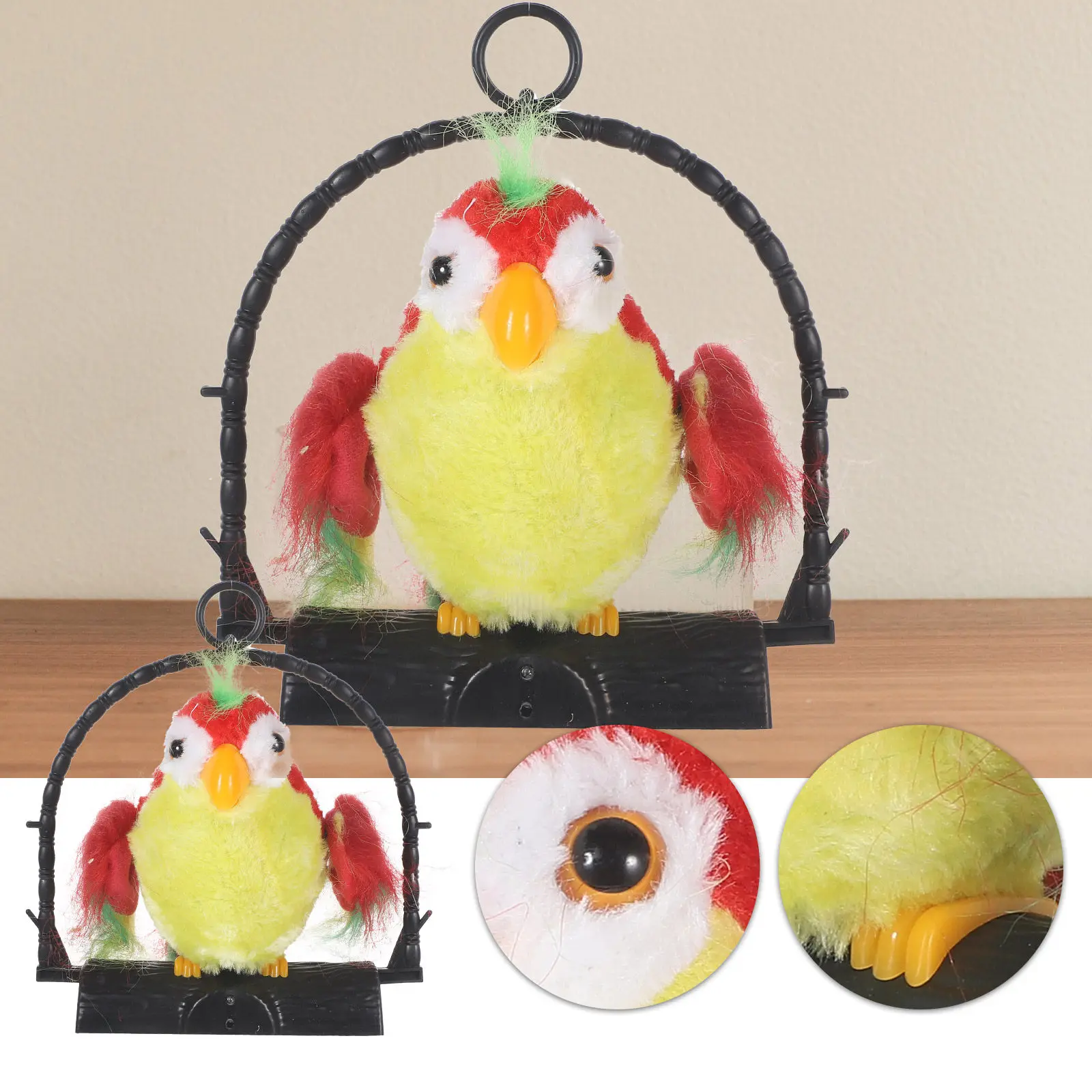 

Electric Recording Talking Parrot Swing Wings Move Imitate Voice Kids Early Learning Educational Hanging Decoration