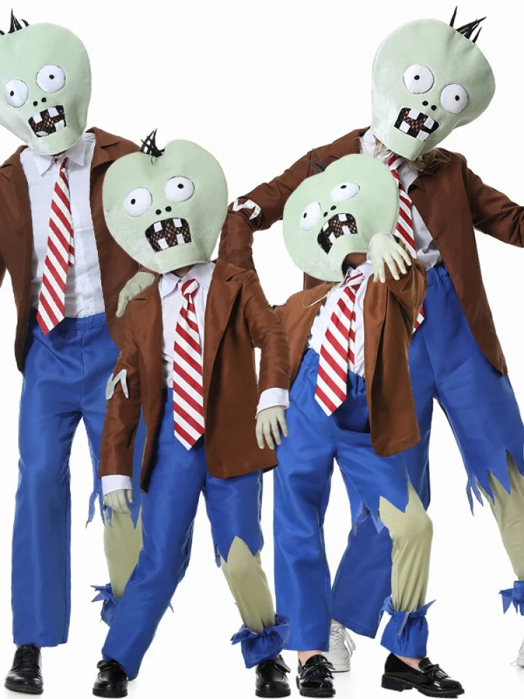 

Adult And Children loween Plant Zombie Theme Series Twisted Zombie Role-plang Horror Costume Polyester Material