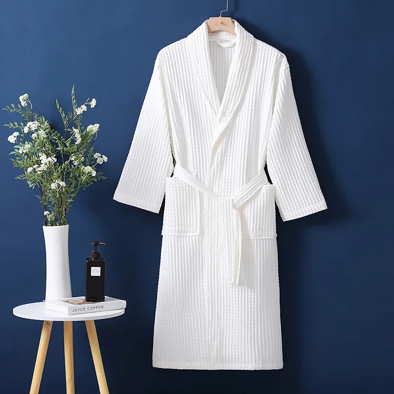 رداء حمام ماص لجميع المواسم من القطن وافل للرجال والنساء للأزواج، أردية تبخير العرق والجمال سريعة الجفاف #6