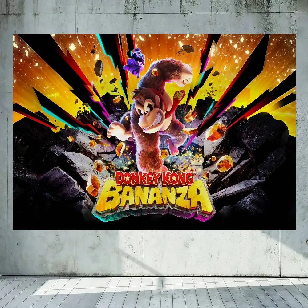 D-Donkey Game K-Kong Bananza 150x200cm 60x90cm Flag Decoration Outdoor Picnic Party Home Camping Party Art Hanging Banner