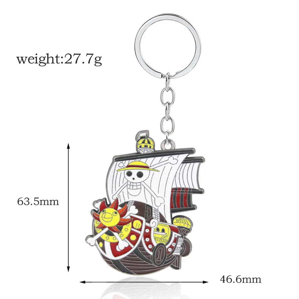 Cartoon One Piece Anime Figure Thousand Sunny Going Merry Keychain Luffy Brooch Anime Jewelry Gift for Fans Friends