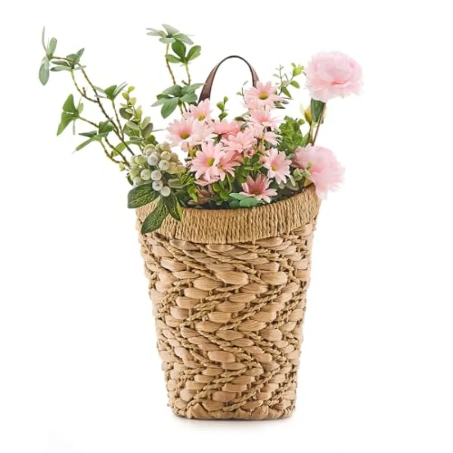 

Handwoven Front Door Basket Wall Hanging Basket Decorative Boho Mounted Organizer for Dried Flower Plants Storage Basket for Ga