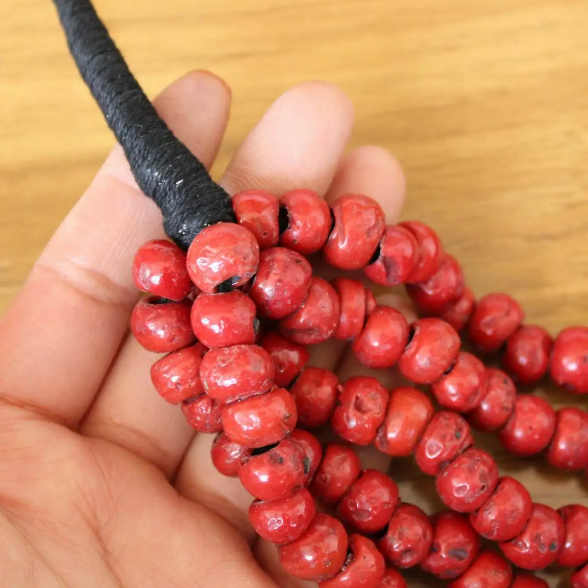 NK160 Vintage Tibetan Red Artificial Coral Beads Necklace,Handmade Nepal 5 Layers 53cm Women Necklace