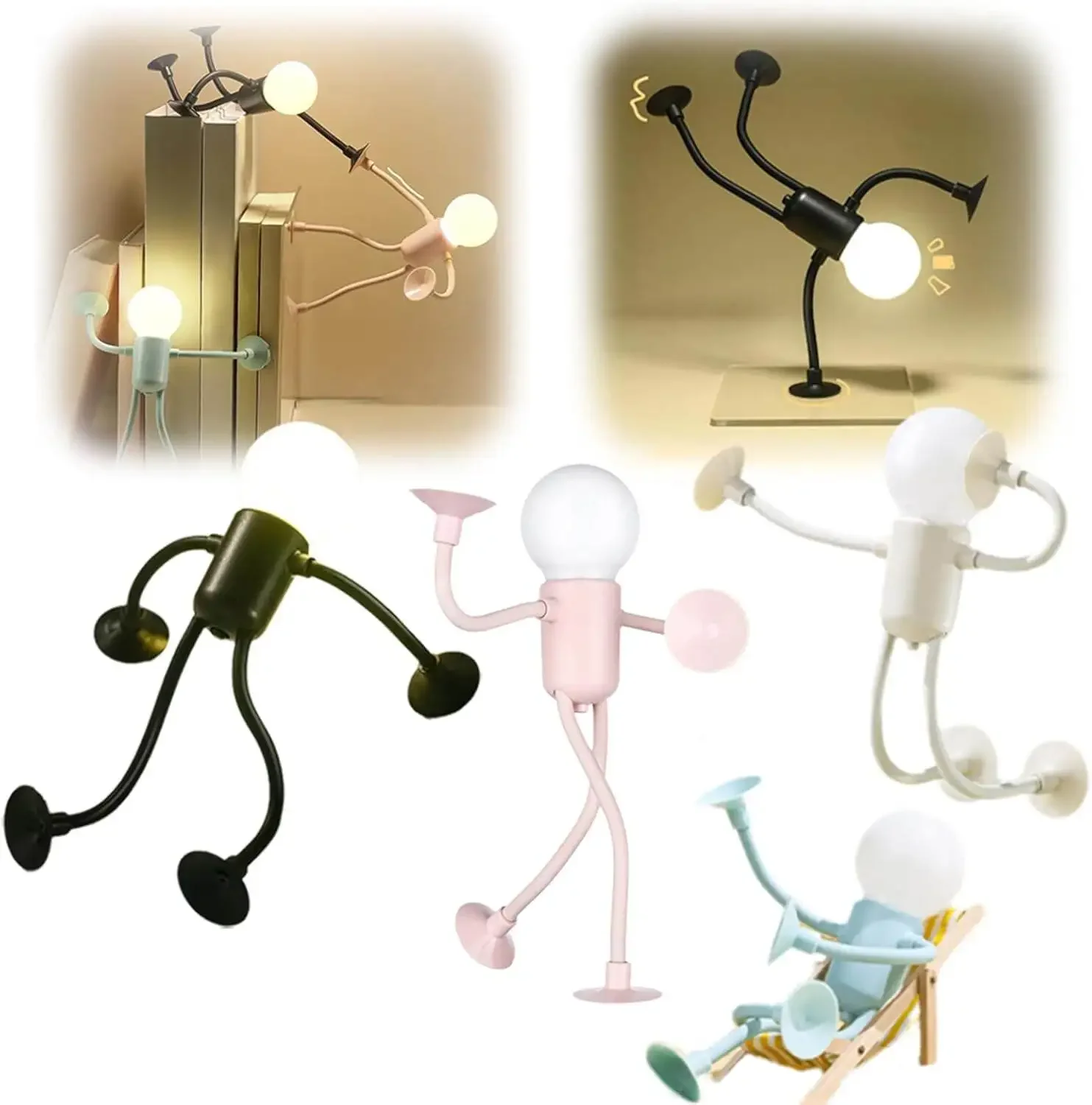 Nachtlicht, veränderbare Form, lustiges Sportler-Nachtlicht, Cartoon-DIY, niedliche Nachtlampe, Mini-Niedliche Nachttischlampe mit Saugfunktion für Kinder