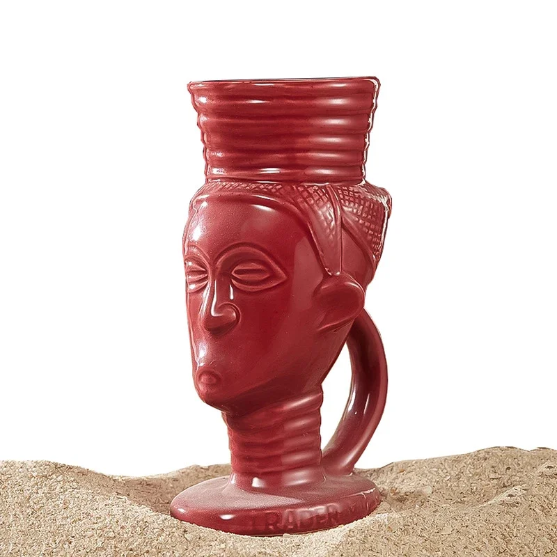 

280ml Beer Beverage Mugs Wine Cup Bar Accessories Ceramic Tiki Mug Hawaii Tiki Cup Creative Cocktail Cup for Wine Enthusiasts