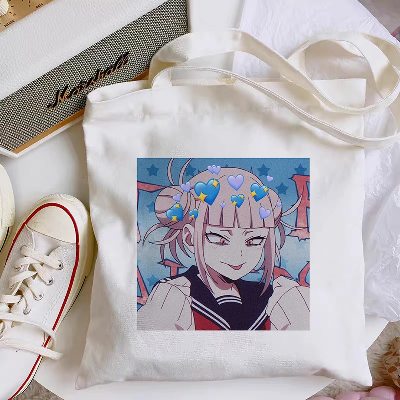 My Hero Academia – sac de Shopping Himiko Toga pour femmes, sac de Shopping Ulzzang, fourre-tout en toile imprimé, sac à main, sac à bandoulière Harajuku