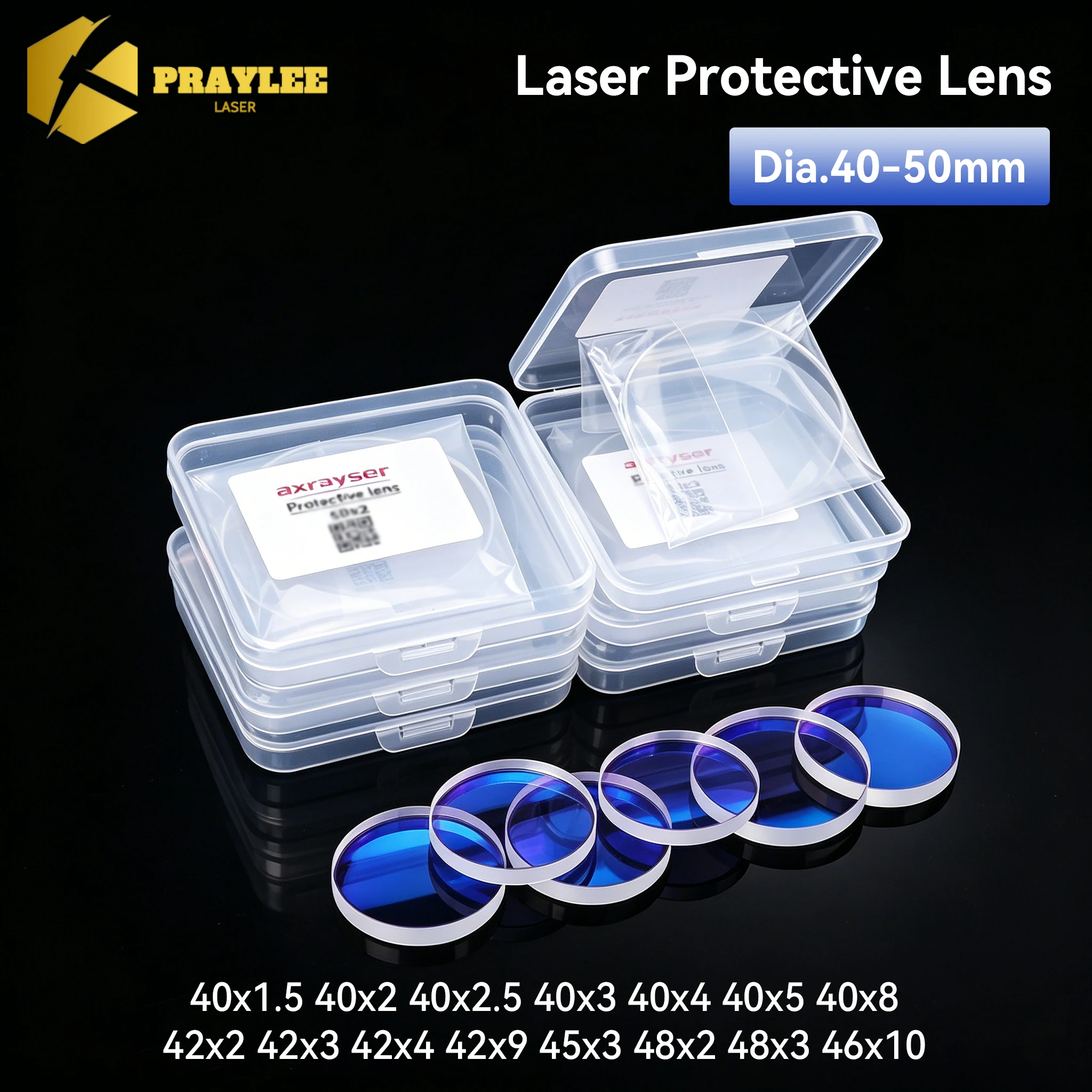 

Axrayser Laser Protective Windows Dia.40mm-50mm 1064nm Fused Silica 40x5 42x5 40x9 Laser Protective Lens for Laser Cutting Head