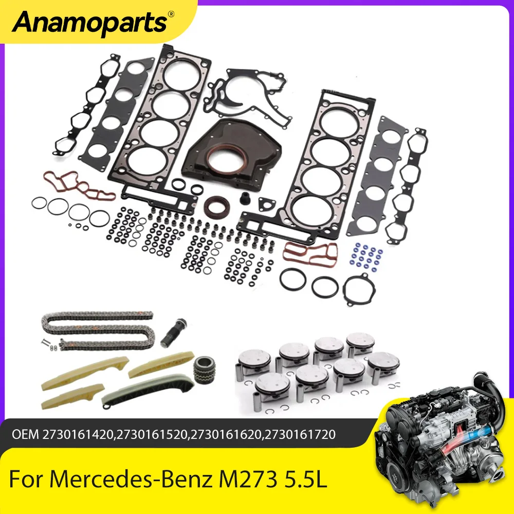 

Engine Parts Rebuild Overhaul Piston Timing Chain Kit Fit 5.5 L V8 Gas M273 For Mercedes-Benz E550 G550 GL450 GL500 5.5L 07-16