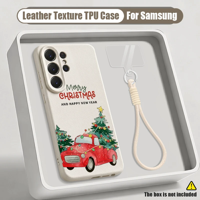 Lanyard Phone Case For Samsung Galaxy S26 S25 S24 Ultra S26 S25 FE A18 A57 A37 A17 A56 A55 A16 A36 Christmas Tree Printed Cover