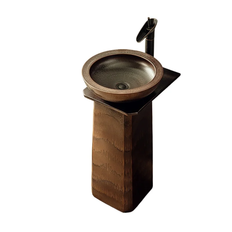 

Retro industrial wind integrated column wash basin vertical balcony face washing floor courtyard pool outdoor outdoor