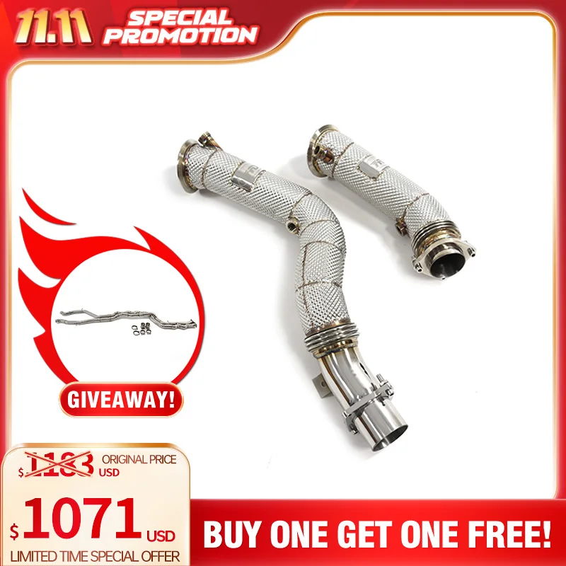 Limited Time Offer downpipe Giveaway Middle pipe  With heat shield without catalysis for BMW M3 M4 F80  HMD exhaust system