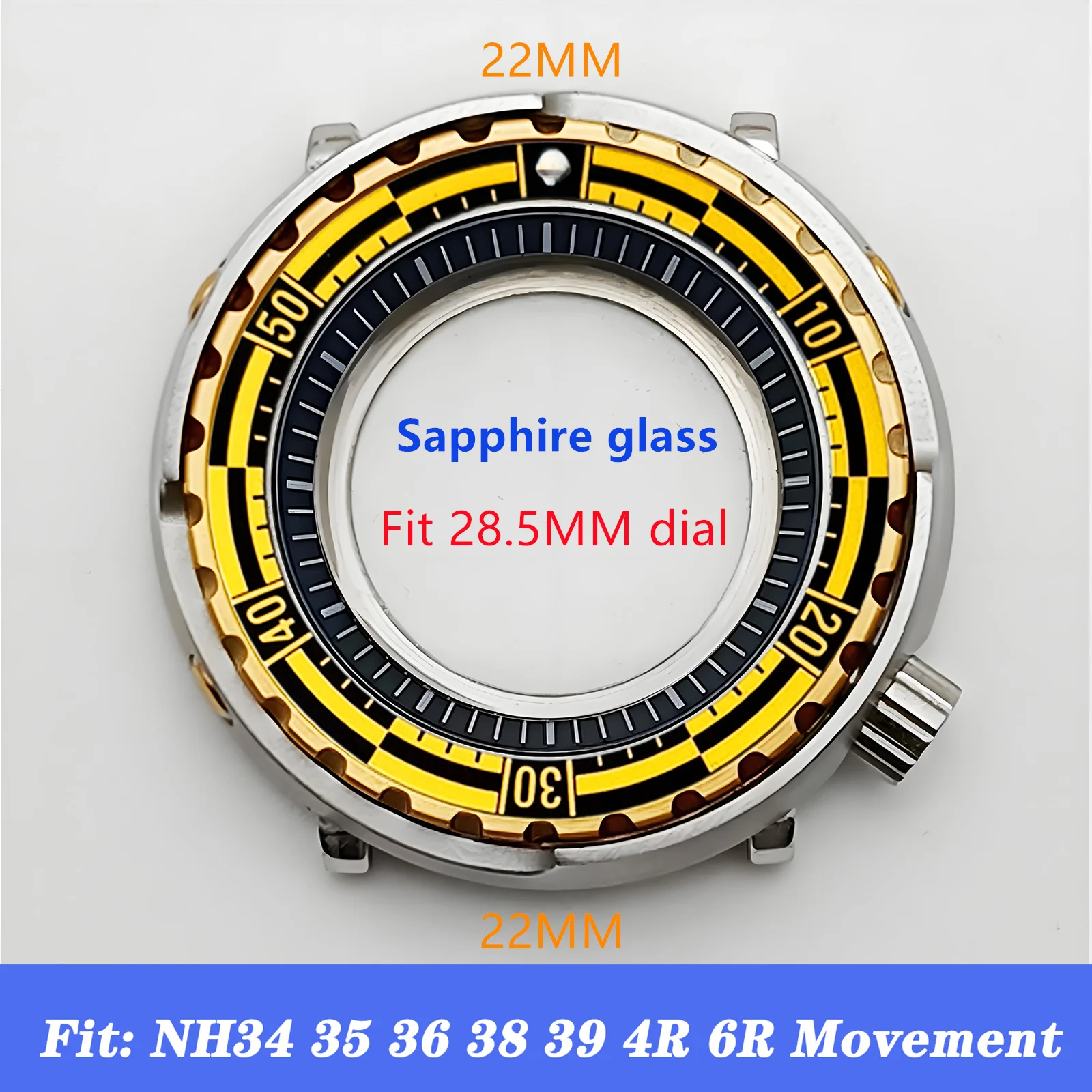 

Mod Tuna Can Case NH35 Case Sapphire Glass Aluminum Insert Gold Bezel Silver Stainless Steel Watch Case