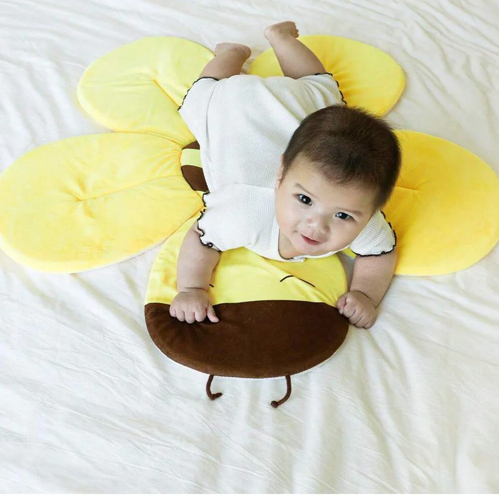 Cartoon Bee Baby Shower Bath Tub Pad Non-Slip Newborn Bathtub Mat Safety Nursing Foldable Support Comfort Body Cushion Mat