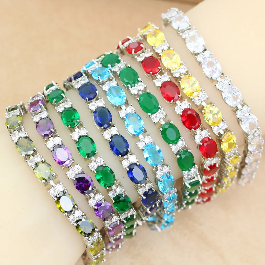 Classic More Color Zirconia 925 Silver Bracelet for Women Wedding Jewelry Birthday Gift