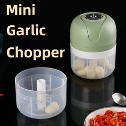 250ml USB Mini Electric Garlic Chopper,Wireless Meat Grinder, Ginger Chili Pepper Masher Machine,Kitchen Vegetable Crusher