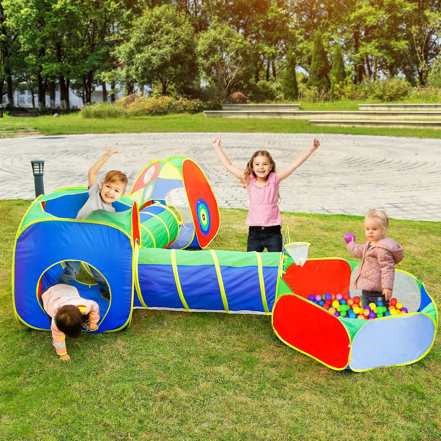 

5Pcs Kids Ball Pit Tents Playhouse With 2 Crawl Tunnel & 2 Tent For Boys Girls Toddlers Preschool Children Indoor Outdoor